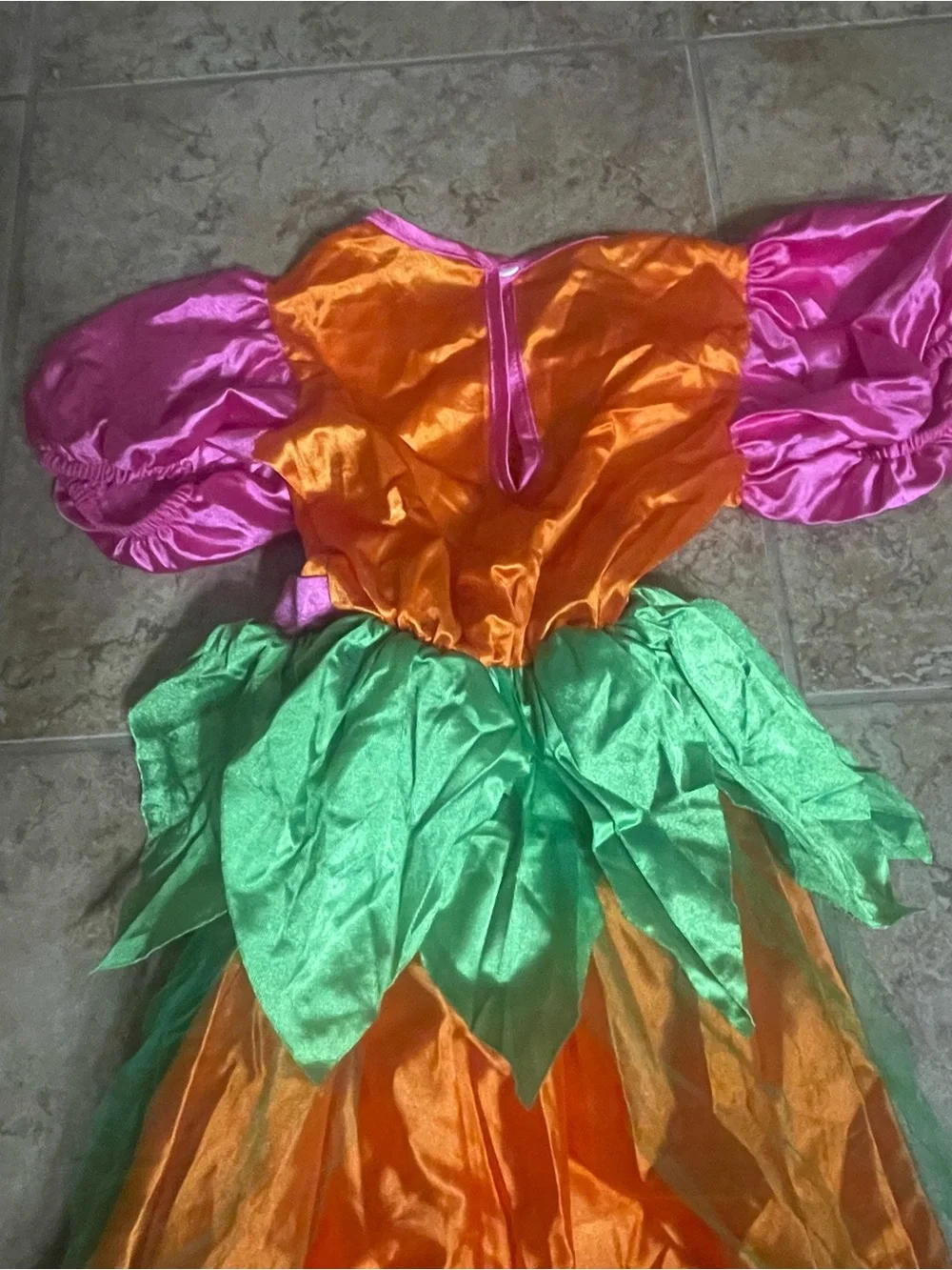Costume - Barbie Orange and Pink Pumpkin Princess Dress with Green Leaf Accents